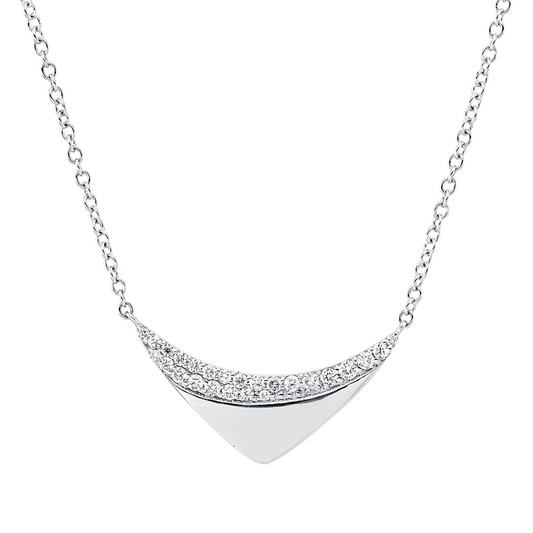 Collier 18 kt WG, mit ZÖ 43 cm + 40,6 cm, 25 Brill. 0,15 ct, TW-si/pi
