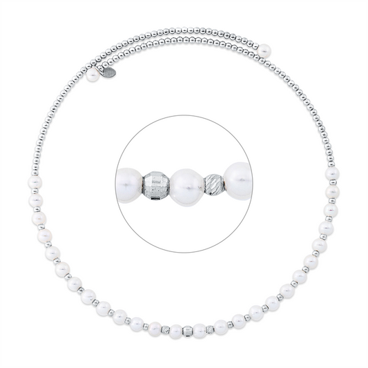 Collier 18 kt WG, 28 ZP weiß 4,5 mm