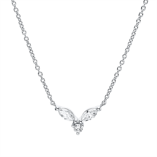 Collier 18 kt WG, 1 Brill. 0,03 ct, TW-pi, 2 Nav. 0,13 ct, TW-pi