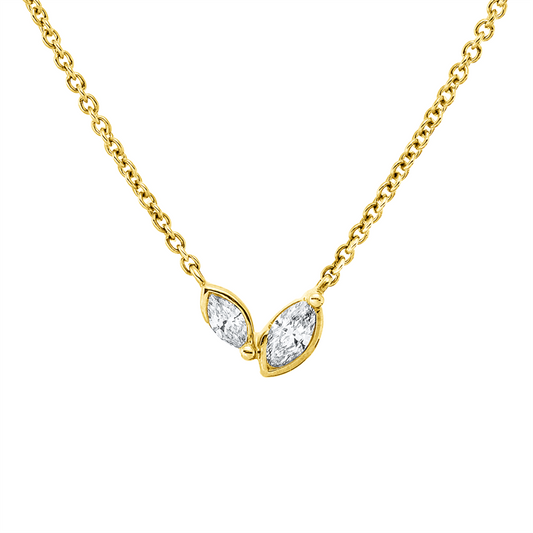 Collier 18 kt GG, 2 Nav. 0,10 ct, TW-pi