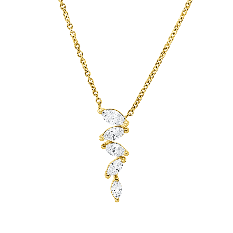 Collier 18 kt GG, 5 Nav. 0,27 ct, TW-pi