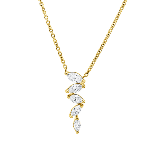 Collier 18 kt GG, 5 Nav. 0,27 ct, TW-pi