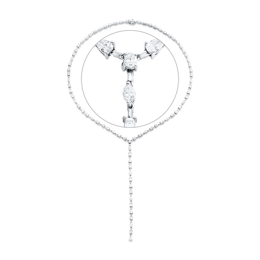 Collier 18 kt WG, 20 Tropfen 2,94 ct, 20 Nav. 2,85 ct, 20 Oval 2,81 ct, 20 Bag. 2,01 ct, TW-si