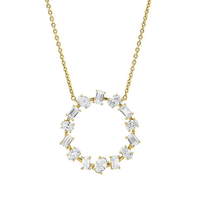 Collier 18 kt GG, 4 Oval 1,23 ct, TW-vsi/si, 7 Sm.schliff 1,37 ct, TW-vsi/si, 3 Oval 0,58 ct, TW-vsi/si