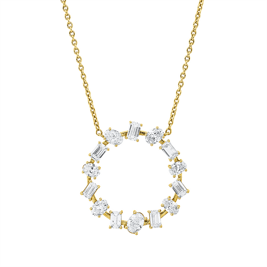 Collier 18 kt GG, 4 Oval 1,23 ct, TW-vsi/si, 7 Sm.schliff 1,37 ct, TW-vsi/si, 3 Oval 0,58 ct, TW-vsi/si