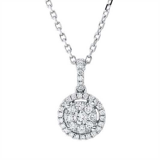 Collier 18 kt WG, mit ZÖ 43 cm + 40,6 cm, 8 Brill. 0,15 ct, 28 Brill. 0,17 ct, 1 Brill. 0,09 ct, TW-si