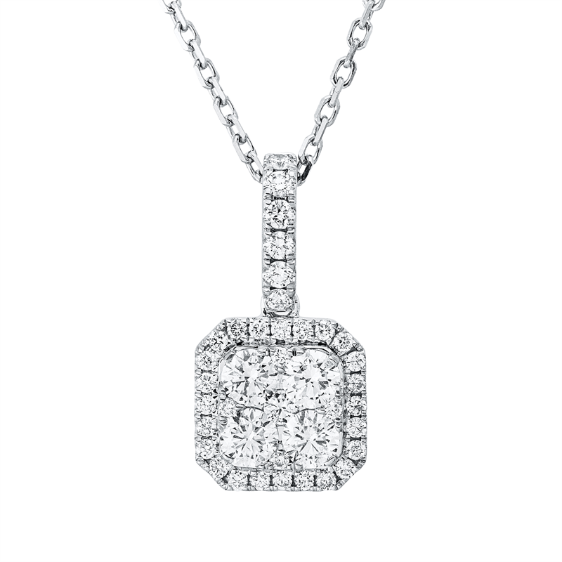 Collier 18 kt WG, mit ZÖ 43cm+40,6cm, 1 Brill.0,03ct, 6 Brill.0,14ct, 28 Brill.0,20ct, 4 Brill.0,79ct, TW-si