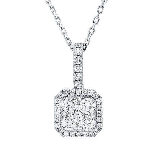 Collier 18 kt WG, mit ZÖ 43cm+40,6cm, 1 Brill.0,03ct, 6 Brill.0,14ct, 28 Brill.0,20ct, 4 Brill.0,79ct, TW-si