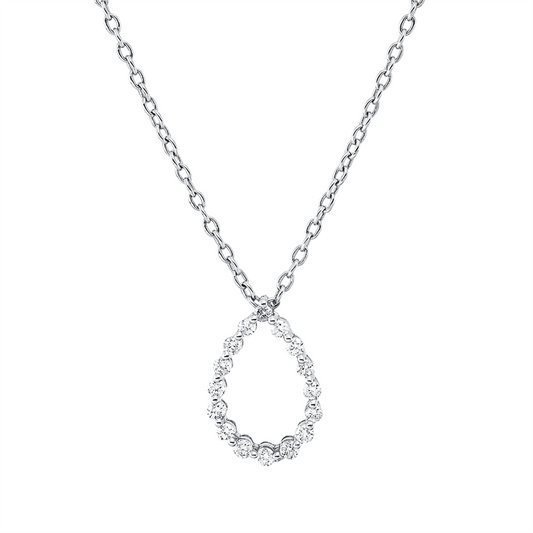 Collier 18 kt WG, mit ZÖ 40 cm, 16 Brill. 0,17 ct, F-si
