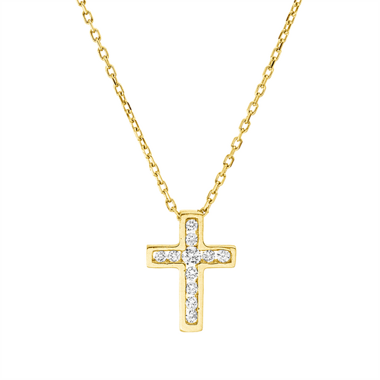 Collier 18 kt GG, mit ZÖ 41,5 cm, 11 Brill. 0,08 ct, F-si