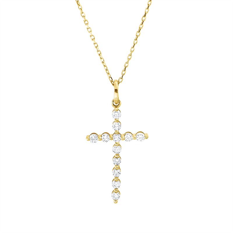 Collier 18 kt GG, mit Öse, 12 Brill. 0,27 ct, TW-si