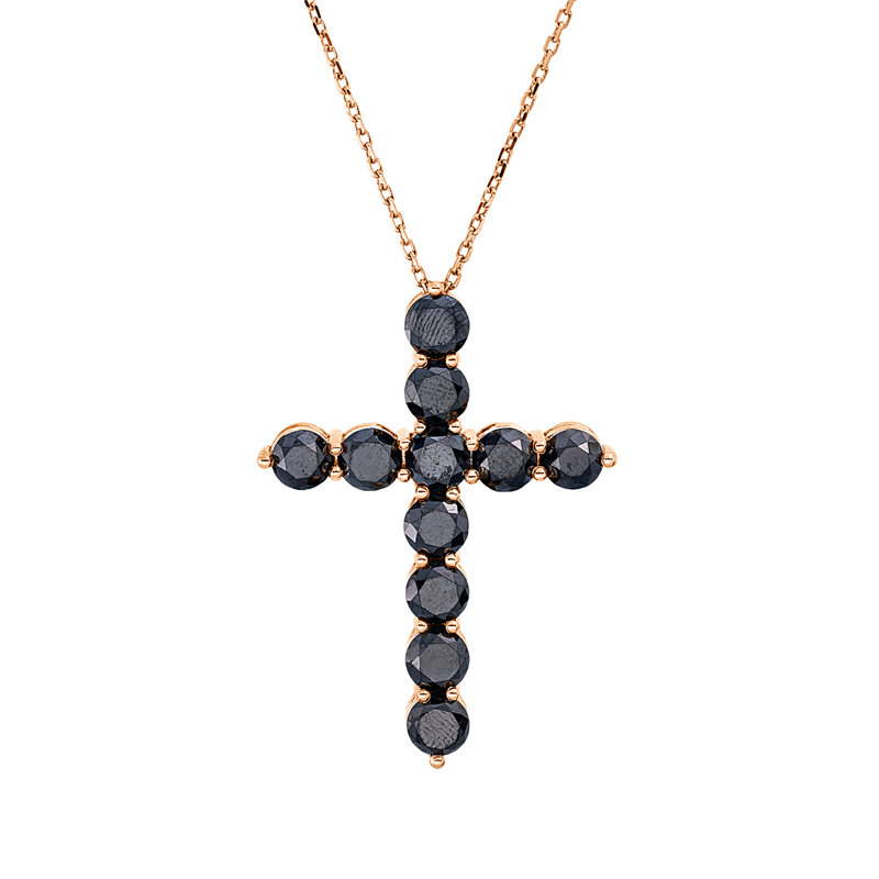 Collier 18 kt RG, 11 Brill. 9,27 ct, schwarz