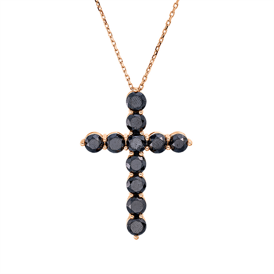 Collier 18 kt RG, 11 Brill. 9,27 ct, schwarz