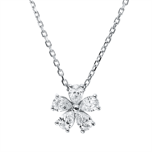 Collier 18 kt WG, 5 Tropfen 0,37 ct, E-vsi/si
