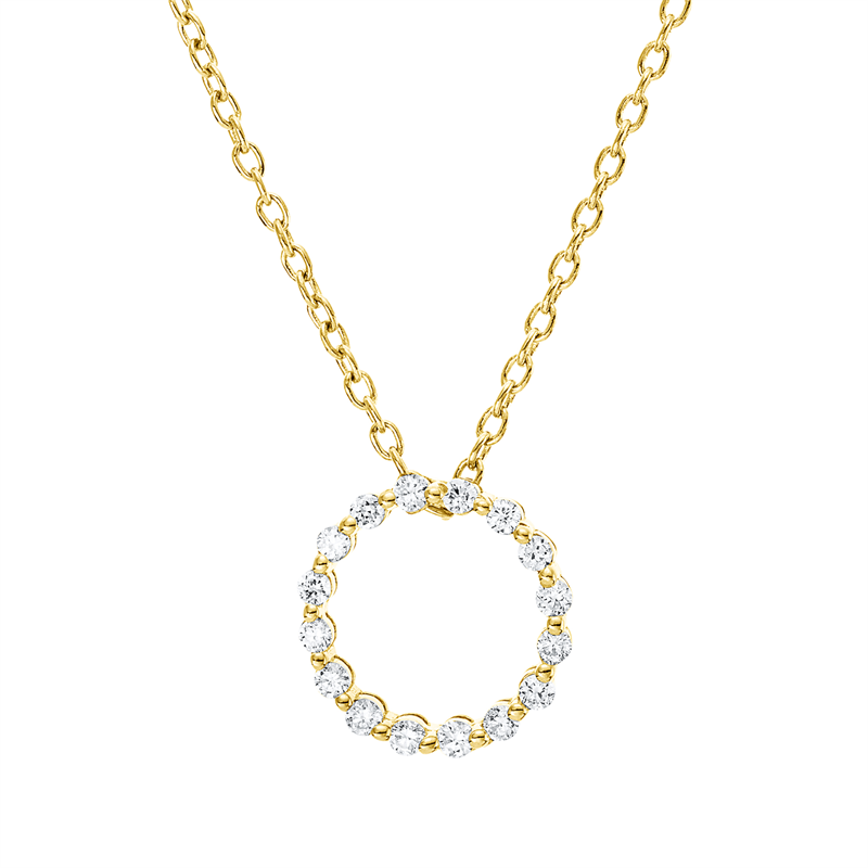 Collier 18 kt GG, mit ZÖ 40 cm, 16 Brill. 0,17 ct, F-si