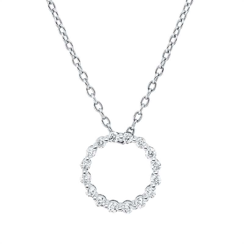 Collier 18 kt WG, mit ZÖ 40 cm, 16 Brill. 0,17 ct, F-si