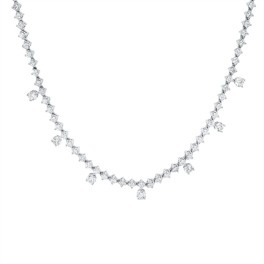 Collier 18 kt WG, 7 Brill. 0,75 ct, F-si, 71 Brill. 2,10 ct, F-si