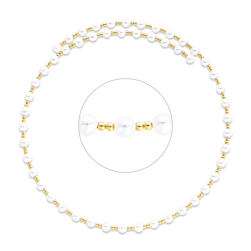 Collier 18 kt GG, Choker, 52 SW weiß 4 mm