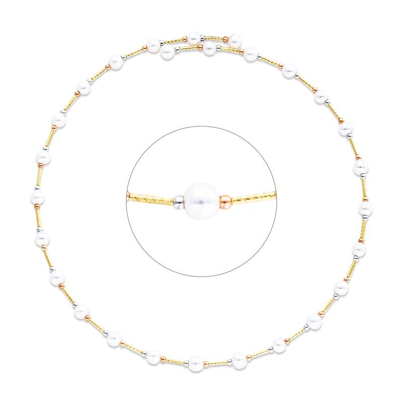 Collier 18 kt WG+GG+RG, Choker, 27 SW weiß 4,5 mm
