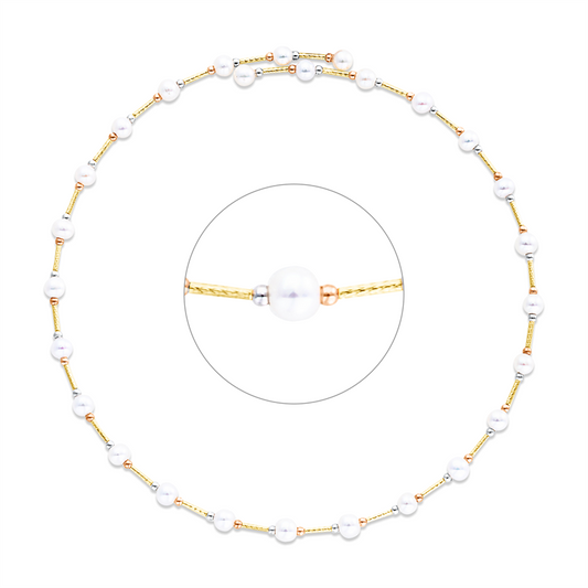 Collier 18 kt WG+GG+RG, Choker, 27 SW weiß 4,5 mm