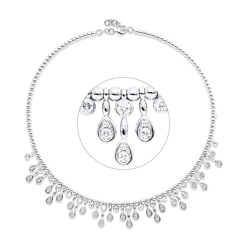 Collier 18 kt WG, choker, 81 Brill. 3,56 ct, F-si