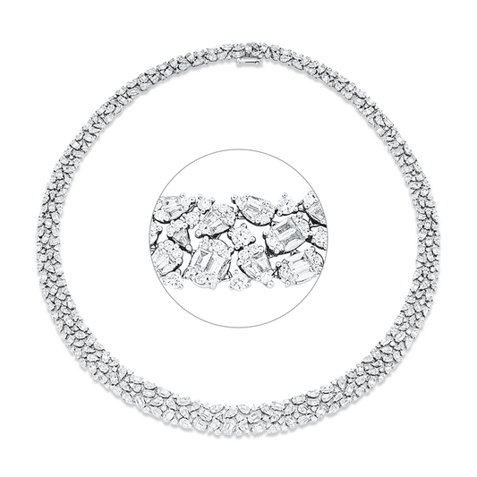 Collier 18 kt WG, Fant-Schl. 13,78 ct, F-vsi/si