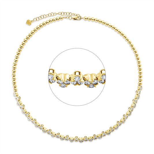Collier 18 kt GG, mit ZÖ 34,5 cm, 148 Brill. 3,38 ct, W-si