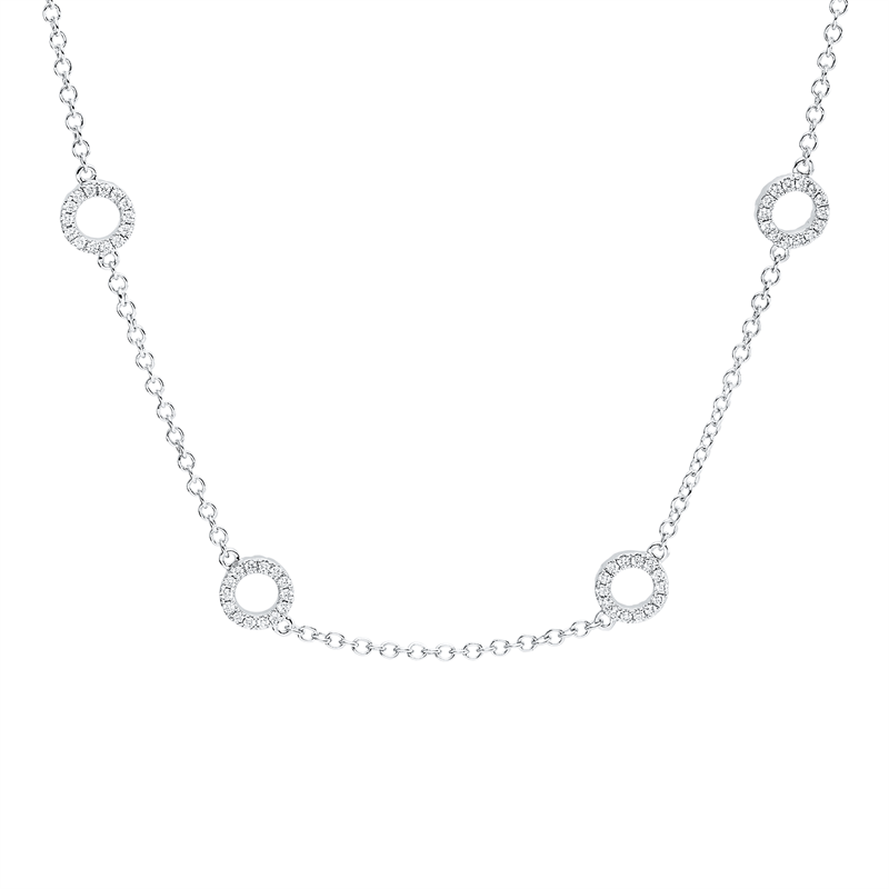 Collier 18 kt WG, mit ZÖ 40 cm + 43 cm, 168 Brill. 0,63 ct, TW-si