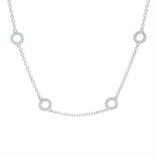 Collier 18 kt WG, mit ZÖ 40 cm + 43 cm, 168 Brill. 0,63 ct, TW-si