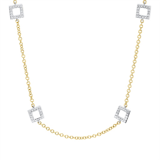 Collier 18 kt GG+WG, mit ZÖ 40 cm + 43 cm, 192 Brill. 0,56 ct, TW-si