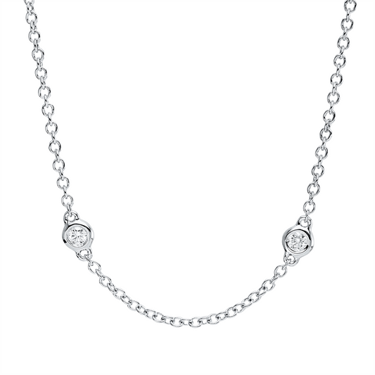 Collier 18 kt WG, mit ZÖ 40 cm + 43 cm, 10 Brill. 0,50 ct, TW-si