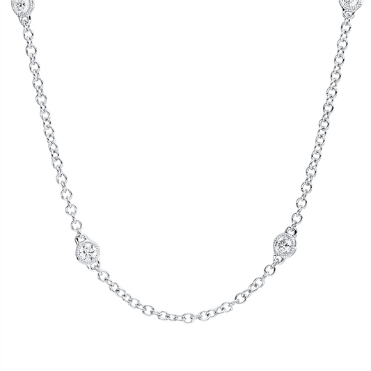 Collier 18 kt WG, mit ZÖ 40 cm + 43 cm, 10 Brill. 0,51 ct, TW-si