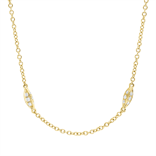 Collier 18 kt GG, mit ZÖ 40 cm + 43 cm, 72 Brill. 0,87 ct, TW-si