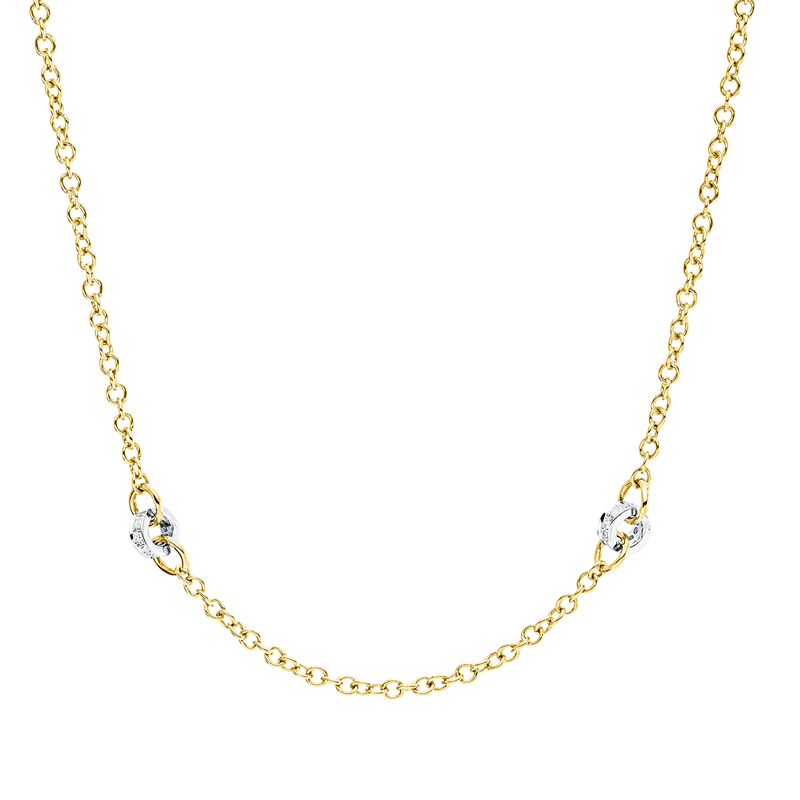 Collier 18 kt GG+WG, mit ZÖ 40 cm + 43 cm, 80 Brill. 0,21 ct, TW-si
