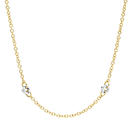Collier 18 kt GG+WG, mit ZÖ 40 cm + 43 cm, 80 Brill. 0,21 ct, TW-si