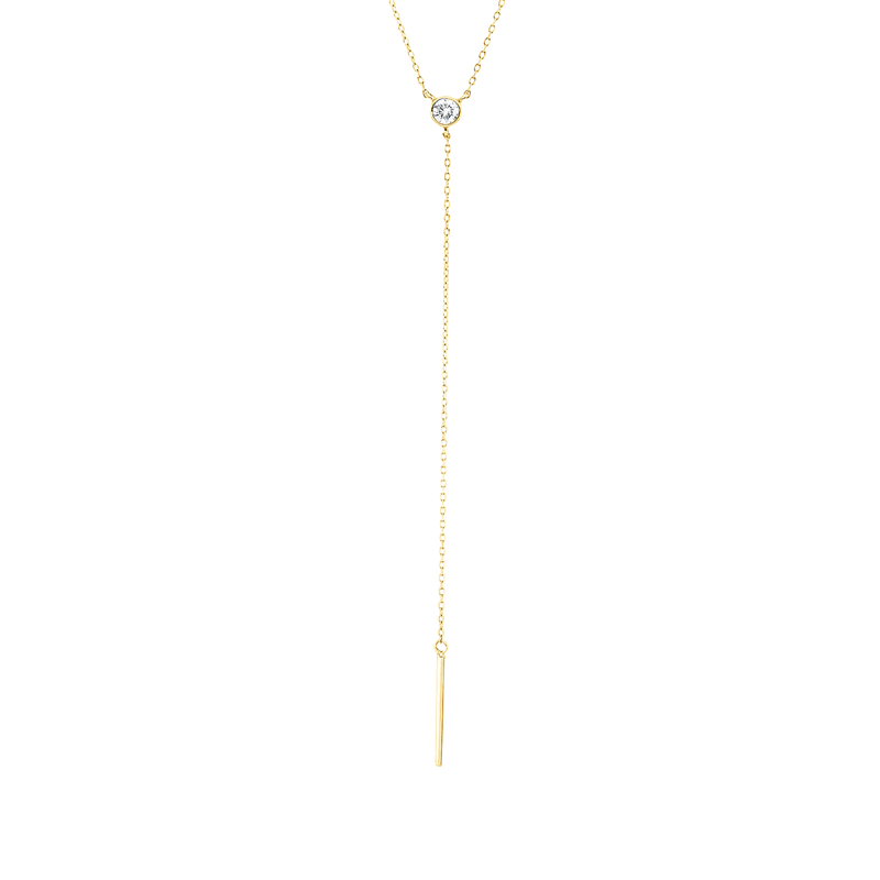 Collier 14 kt GG, mit ZÖ 42 cm, 1 Brill. 0,09 ct, TW-si