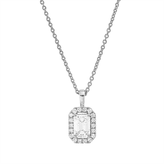 Collier 18 kt WG, mit ZÖ 42 cm, 1 Sm.schliff 0,40 ct, TW-si, 18 Brill. 0,01 ct, TW-si