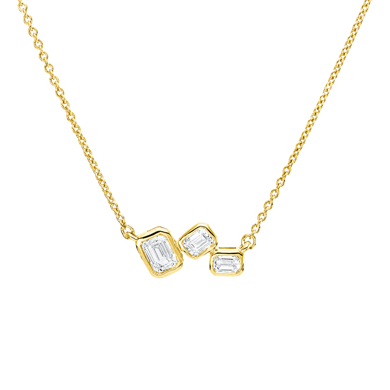 Collier 18 kt GG, 1 Sm.schliff 0,23 ct, TW-si, 1 Sm.schliff 0,10 ct, TW-si, 1 Sm.schliff 0,07 ct, TW-si