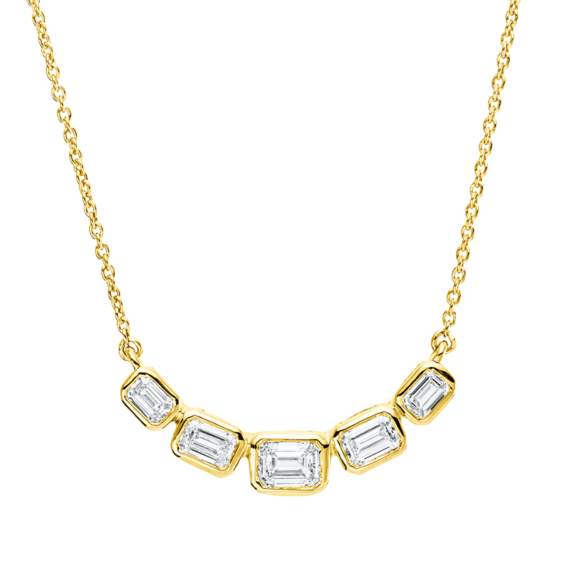 Collier 18 kt GG, 2 Sm.schliff 0,29 ct, TW-si, 1 Sm.schliff 0,32 ct, TW-si, 2 Sm.schliff 0,18 ct, TW-si