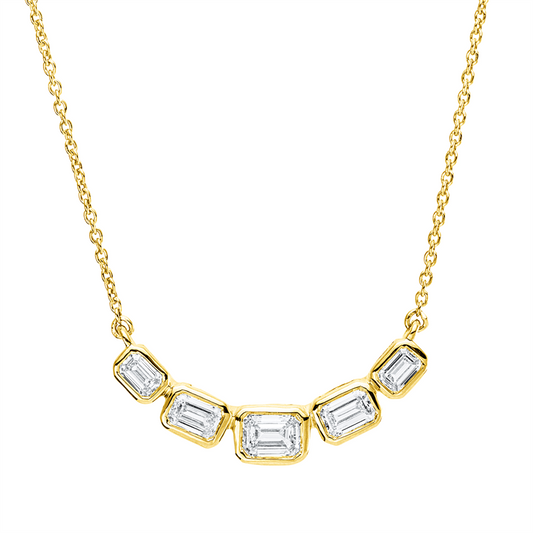 Collier 18 kt GG, 2 Sm.schliff 0,29 ct, TW-si, 1 Sm.schliff 0,32 ct, TW-si, 2 Sm.schliff 0,18 ct, TW-si