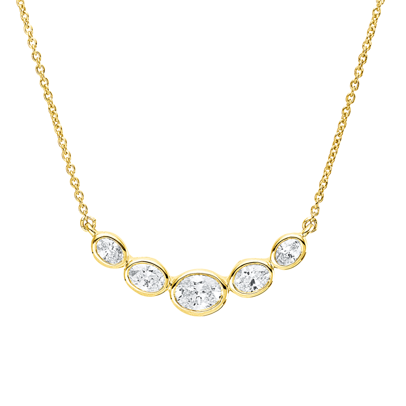Collier 18 kt GG, 2 Oval 0,26 ct, TW-si, 1 Oval 0,30 ct, TW-si, 2 Oval 0,16 ct, TW-si