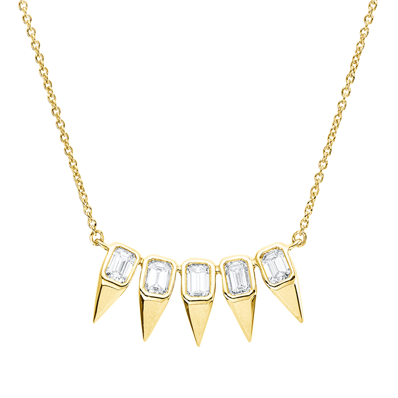 Collier 18 kt GG, 3 Sm.schliff 0,43 ct, TW-si, 2 Sm.schliff 0,28 ct, TW-si