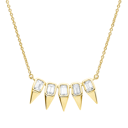 Collier 18 kt GG, 3 Sm.schliff 0,43 ct, TW-si, 2 Sm.schliff 0,28 ct, TW-si