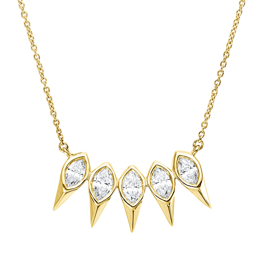 Collier 18 kt GG, 2 Nav. 0,26 ct, TW-si, 3 Nav. 0,49 ct, TW-si