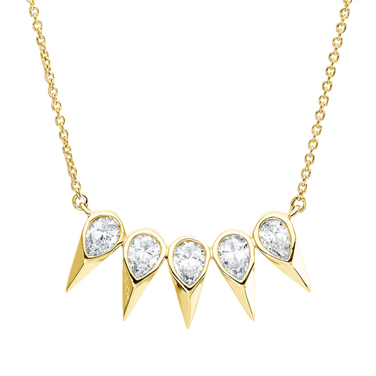 Collier 18 kt GG, 5 Tropfen 0,82 ct, TW-si