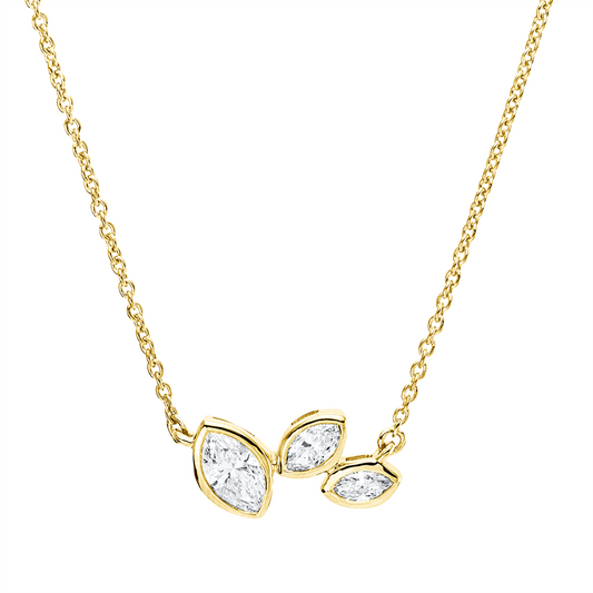 Collier 18 kt GG, 1 Nav. 0,24 ct, TW-si, 1 Nav. 0,09 ct, TW-si, 1 Nav. 0,06 ct, TW-si,