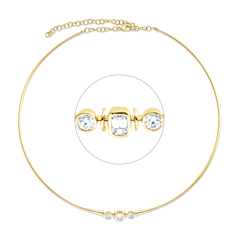 Collier 18 kt GG, 1 Sm.schliff 0,31 ct, TW-si, 2 Brill. 0,30 ct, TW-si