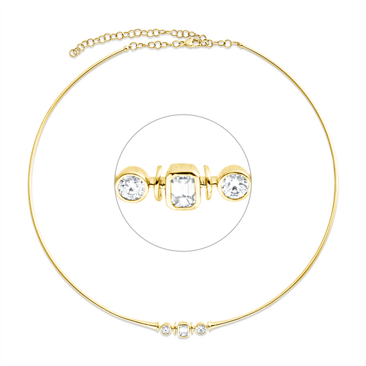 Collier 18 kt GG, 1 Sm.schliff 0,31 ct, TW-si, 2 Brill. 0,30 ct, TW-si