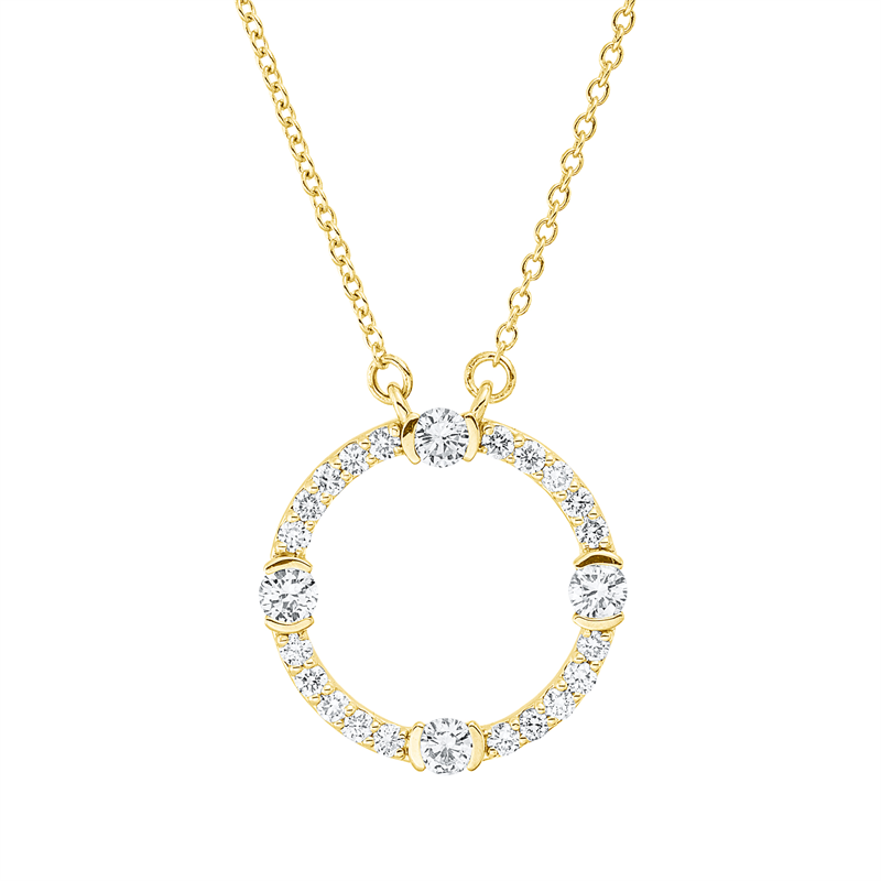 Collier 18 kt GG, Fassung rhodiniert, 24 Brill. 0,48 ct, TW-si