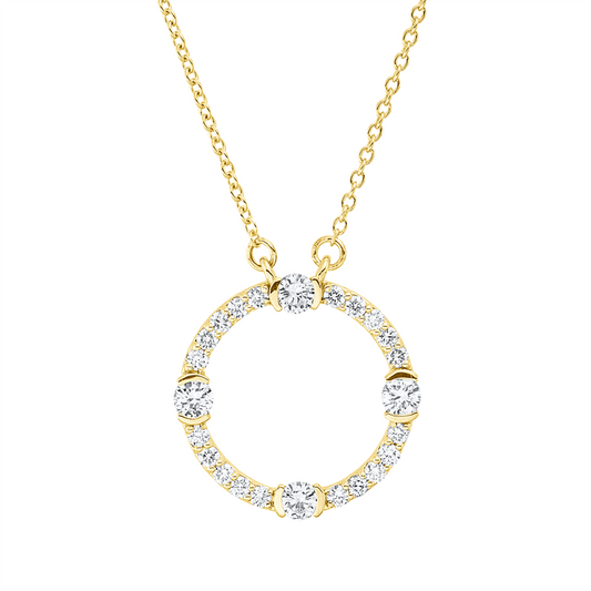 Collier 18 kt GG, Fassung rhodiniert, 24 Brill. 0,48 ct, TW-si